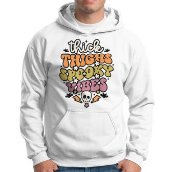 Retro Groovy Thick Thighs Spooky Vibes Funny Halloween V3 Hoodie - Seseable