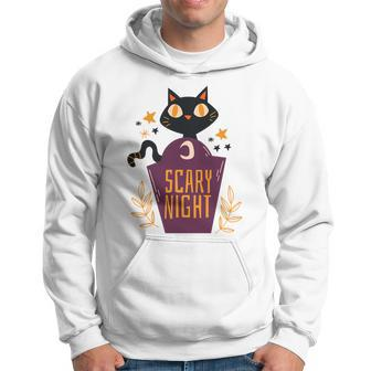 Scary Night Black Cat In Popcorn Bag Men Hoodie - Thegiftio UK