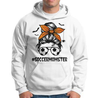 Soccer Momster Shirt For Women Halloween Mom Messy Bun Hair Men Hoodie Graphic Print Hooded Sweatshirt - Thegiftio UK