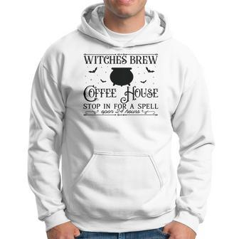 Vintage Halloween Sign Witches Brew Coffee House Men Hoodie Graphic Print Hooded Sweatshirt - Seseable