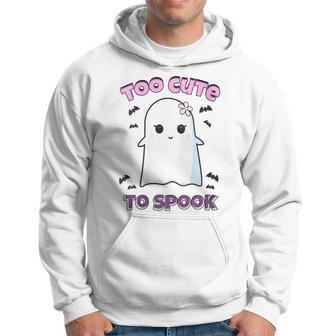 Womens Too Cute To Spook Lovely Ghost Girl Halloween Hoodie - Thegiftio