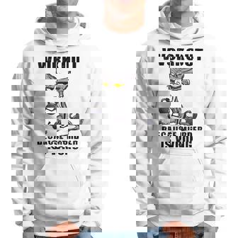 Workout Because Murder Is Wrong Black Cat Hoodie - Thegiftio