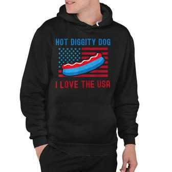 4Th Of July Hot Diggity Dog I Love The Usa Funny Hot Dog Hoodie - Seseable