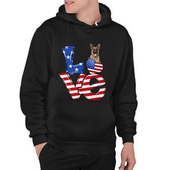 4Th Of July Patriotic Love German Shepherd American Flag Gift Hoodie - Monsterry DE