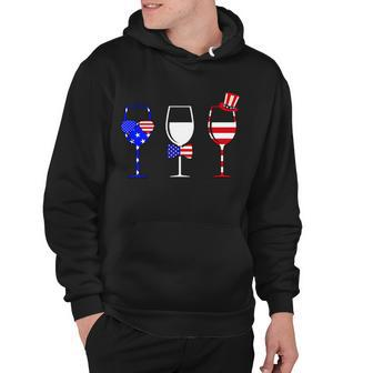 4Th Of July Red White Blue Wine Usa Glasses Hoodie - Monsterry