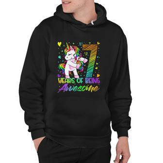 7Th Birthday 7 Year Old Girl Flossing Funny Unicorn Party Hoodie - Monsterry AU