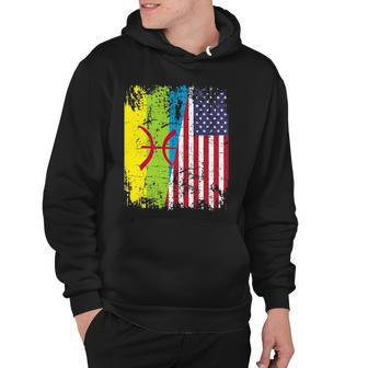 Amazigh Roots Half American Flag Proud Of Kabyle Flag Hoodie | Mazezy