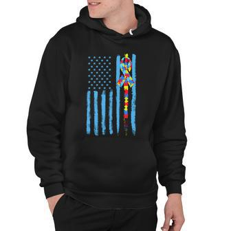 Autism Awareness Puzzle American Flag Tshirt Hoodie - Monsterry