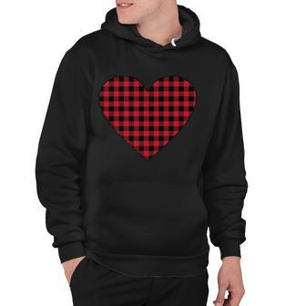 Big Heart Red Plaid Valentines Day Hoodie - Monsterry