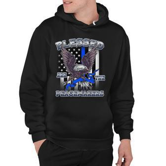 Blessed Are The Peacemakers Thin Blue Line Eagle Hoodie - Monsterry