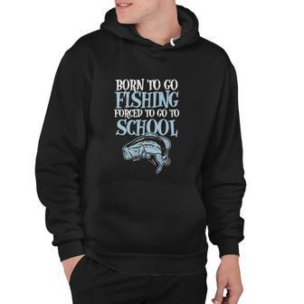 Born Fishing Forced To School Funny Bass Fishing Hoodie - Thegiftio UK