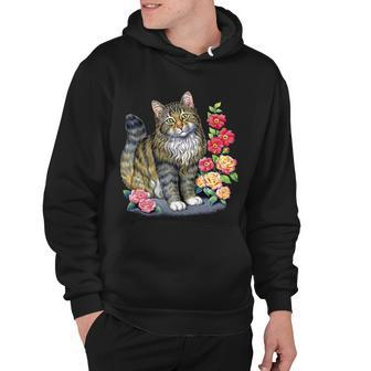 Cat And Roses Hoodie - Monsterry