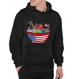 Cats Ramen Anime American Flag Usa Funny 4Th Of July Fourth Hoodie - Monsterry AU