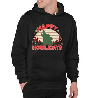 Christmas Happy Howlidays Vintage Howling Wolf Men Hoodie - Thegiftio UK