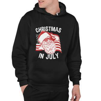 Christmas In July Retro Hipster Funny Santa 4Th Of July Hoodie - Monsterry