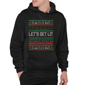 Christmas Lets Get Lit Ugly Christmas Sweater Graphic Design Printed Casual Daily Basic Hoodie - Thegiftio UK