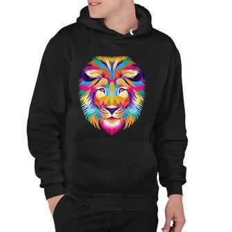 Colorful Abstract Lion Hoodie - Monsterry