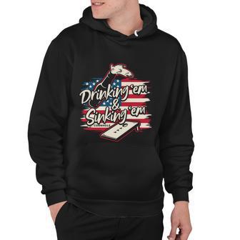 Cornhole Shirts For Men Drinking Em Sinking Em 4Th Of July Hoodie - Monsterry