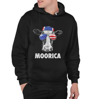 Cow 4Th Of July Moorica Merica Men American Flag Sunglasses Hoodie - Monsterry DE