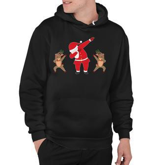 Dabbing Santa And Reindeer Funny Christmas Hoodie - Thegiftio UK