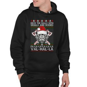 Deck The Halls Skulls Bodies Vikings Santa Ugly Christmas Sweater Hoodie - Thegiftio UK