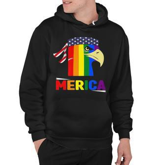 Eagle Merica 4Th Of July Patriotic Proud Lgbt Gay Pride Flag Hoodie - Thegiftio UK