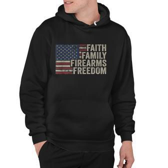 Faith Family Firearms & Freedom American Flag Pro God Guns Hoodie - Monsterry CA