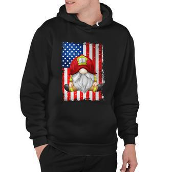 Funny 4Th Of July Gnome Patriotic American Flag Firefighter Gift Hoodie - Monsterry