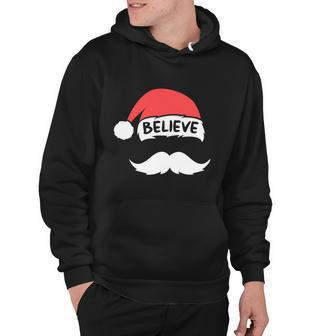 Funny Believe Santa Hat White Mustache Kids Family Christmas Hoodie - Monsterry UK