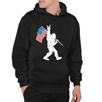 Funny Bigfoot 4Th Of July Rock And Roll Usa Flag For Sasquatch Believers Hoodie - Monsterry
