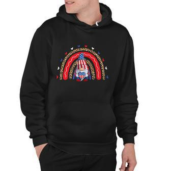 Funny Gnome 4Th Of July American Usa Flag Leopard Rainbow Gift Hoodie - Monsterry