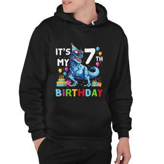Funny Kids Its My 7Th Birthday Gift Happy 7 Year Trex Gift Hoodie - Monsterry