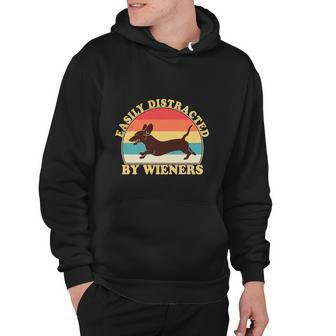 Funny Retro Easily Distracted By Wieners Dachshund Fan Hoodie - Monsterry CA