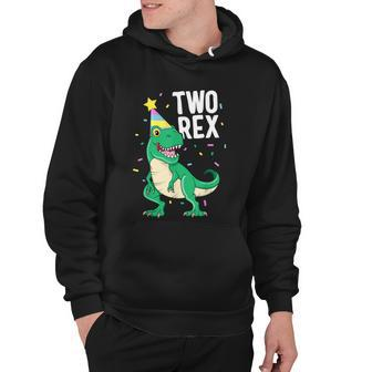 Funny Two Rex 2Nd Birthday Boy Gift Trex Dinosaur Party Happy Second Gift Hoodie - Monsterry