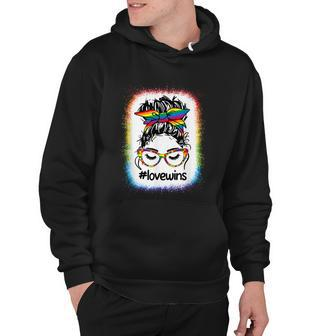 Gay Pride Messy Bun Rainbow Love Wins Lgbt Lgbtq Lesbian Hoodie - Monsterry
