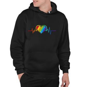 Gay Pride Rainbow Heartbeat Pulse Hoodie - Monsterry CA