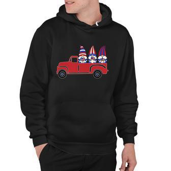 Gnomes Riding Red Truck American Flag Patriotic 4Th Of July Meaningful Gift Hoodie - Monsterry