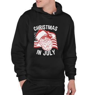 Happy Christmas In July Retro Hipster Santa 4Th Of July Hoodie - Monsterry