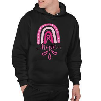 Hope Rainbow Pink Ribbon Breast Cancer Graphic Design Printed Casual Daily Basic V2 Hoodie - Thegiftio UK