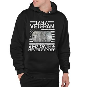 I Am A Veteran My Oath Never Expires Dog Tag Hoodie - Thegiftio UK