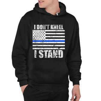 I Dont Kneel I Stand Usa Blue Line Flag Hoodie - Monsterry DE