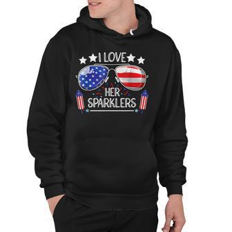I Love Her Sparklers Matching Couple 4Th Of July Sunglasses Hoodie - Seseable