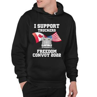 I Support Truckers Freedom Convoy 2022 Usa Canada Flags Hoodie - Monsterry DE