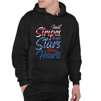 Independence Day Usa Bold Stripes Bright Stars Brave Hearts Hoodie - Monsterry AU