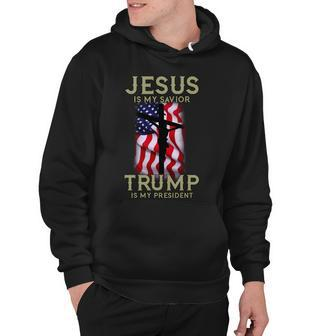 Jesus Is My Savior Trump Is My President American Cross Tshirt Hoodie - Monsterry