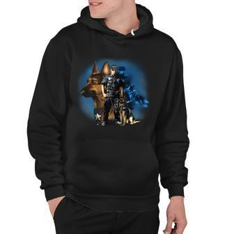 K-9 With Police Officer Silhouette Hoodie - Monsterry