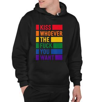 Kiss Whoever The Fuck You Want Lgbt Rainbow Pride Flag Hoodie - Monsterry DE
