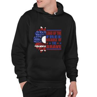 Land Of The Free Because Of The Brave Sunflower America Flag 4Th Of July Hoodie - Monsterry UK