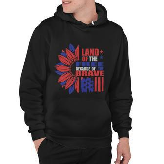 Land Of The Free Because Of The Brave Sunflower America Flag 4Th Of July Hoodie - Monsterry AU