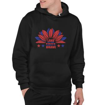Land Of The Free Because Of The Brave Sunflower American Flag 4Th Of July Hoodie - Monsterry UK